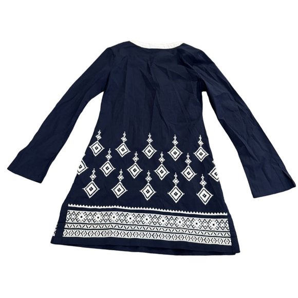 Athleta Womens Dress Desert Diamond Tunic Kimssa Navy Embroidered V-neck Sz XS | - Picture 2 of 8